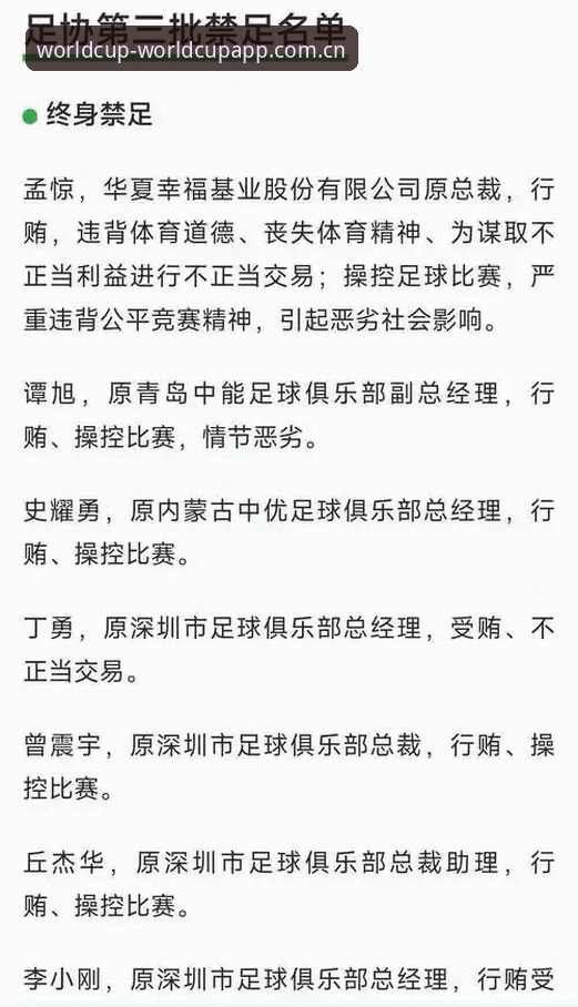 世界杯手机版下载 中国足协第三批禁足名单解读教程——从行业震动看世界杯赛事合规新趋势